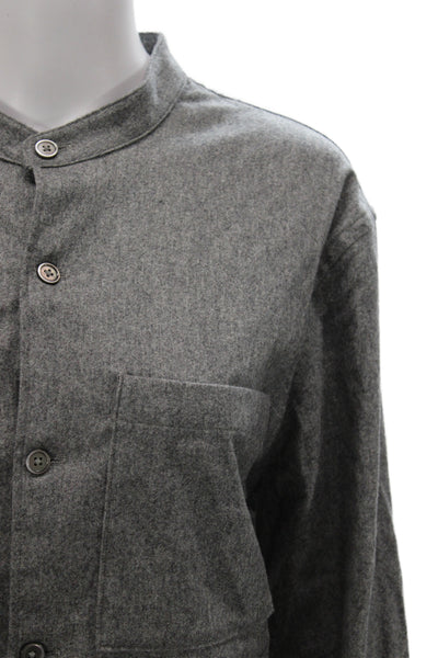 Todd Snyder Mens Gray Wool High Neck Long Sleeve Button-Up Shirt Size L