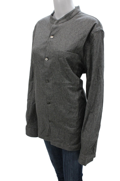 Todd Snyder Mens Gray Wool High Neck Long Sleeve Button-Up Shirt Size L