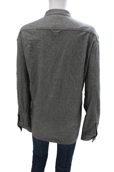 Todd Snyder Mens Gray Wool High Neck Long Sleeve Button-Up Shirt Size L