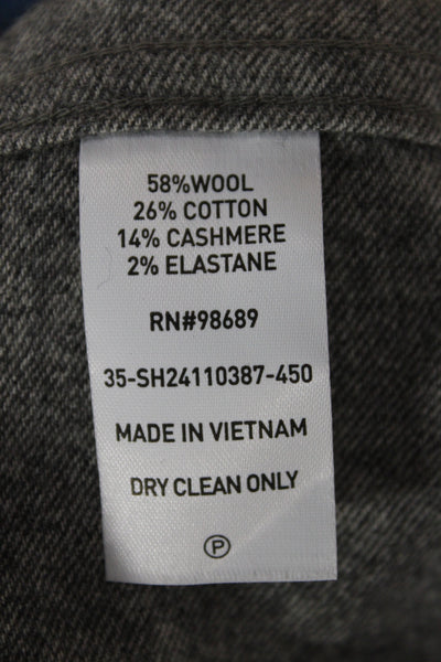 Todd Snyder Mens Gray Wool High Neck Long Sleeve Button-Up Shirt Size L
