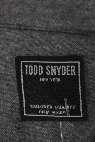 Todd Snyder Mens Gray Wool High Neck Long Sleeve Button-Up Shirt Size L