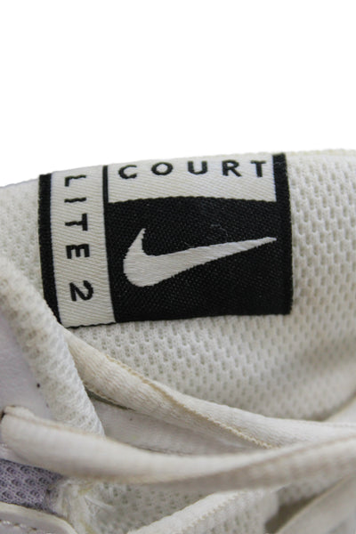 Nike Womens Leather Lace Up Lite 2 Court Sneakers White Black Size 8.5