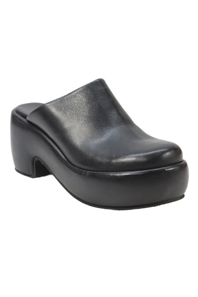Everlane Womens Leather Platform Slide On Mule Heels Black Size 8