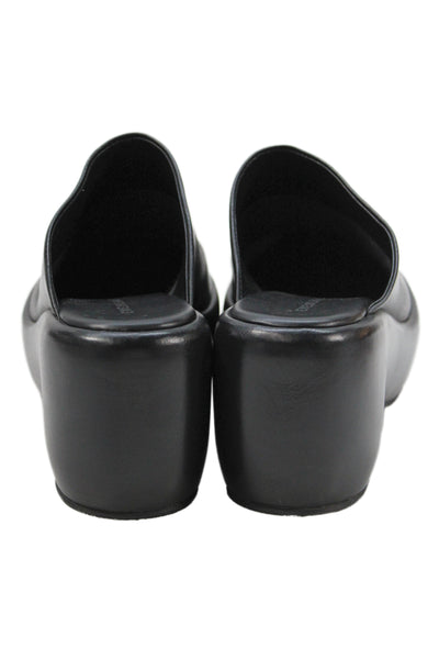Everlane Womens Leather Platform Slide On Mule Heels Black Size 8