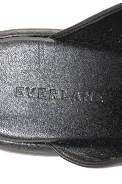 Everlane Womens Leather Platform Slide On Mule Heels Black Size 8