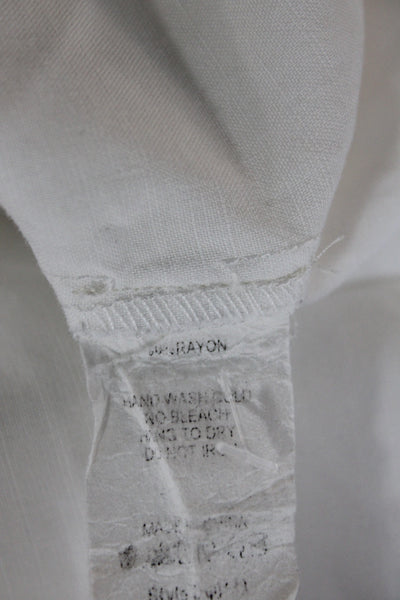 Market Women Basic Button-Up Collared Long Sleeve White Rayon Top Size S