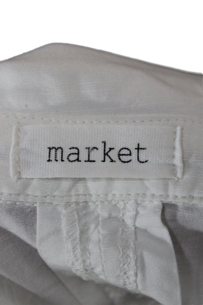 Market Women Basic Button-Up Collared Long Sleeve White Rayon Top Size S