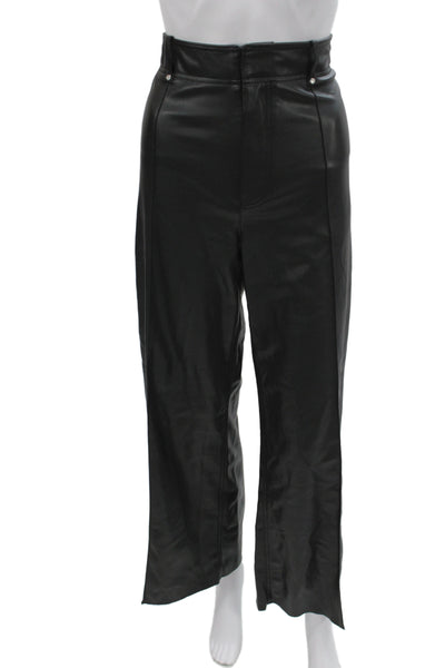 Zara Womens Cropped Faux Leather Pants Black Zip Size 4