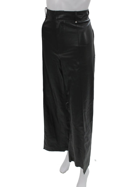 Zara Womens Cropped Faux Leather Pants Black Zip Size 4