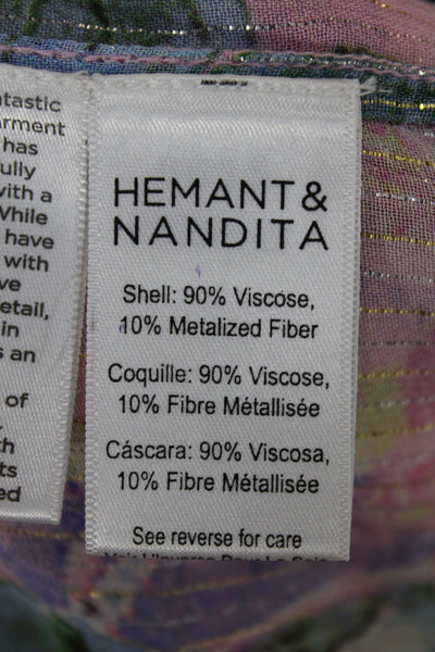 Hemant & Nandita Women Floral Collared Maxi Dress Long Sleeve Pink Size S
