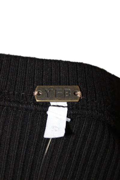 YFB Womens Mini Black Cotton Skirt Pull On Short Casual Size S