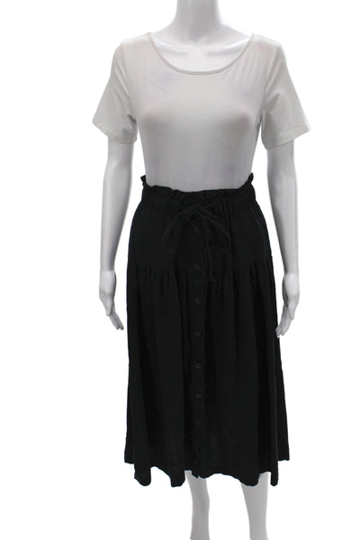 Universal Thread Women Black A-Line Midi Linen Blend Skirt Size XS