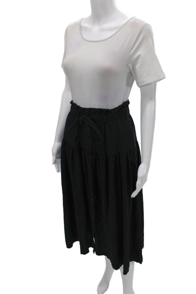 Universal Thread Women Black A-Line Midi Linen Blend Skirt Size XS