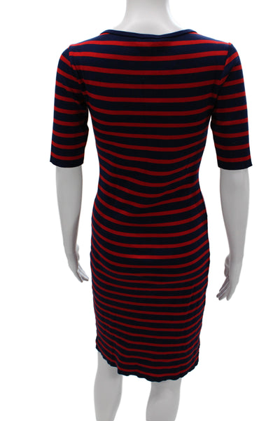 Ralph Lauren Black Label Women Sheath Dress Blue Striped Cotton Size M