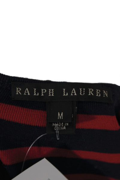 Ralph Lauren Black Label Women Sheath Dress Blue Striped Cotton Size M