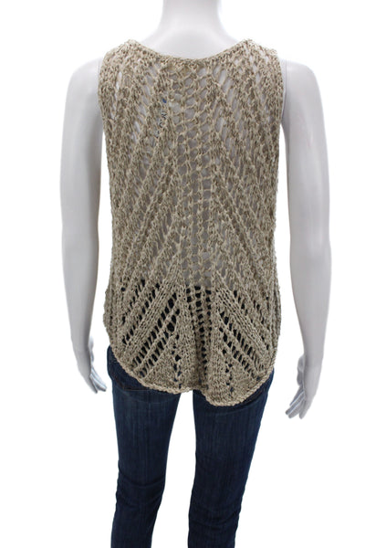 Eileen Fisher Women Beige Scoop Neck Tank Basic Boho Size S