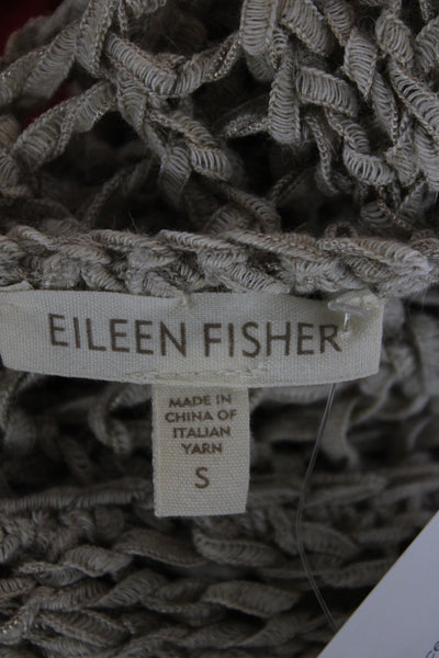 Eileen Fisher Women Beige Scoop Neck Tank Basic Boho Size S