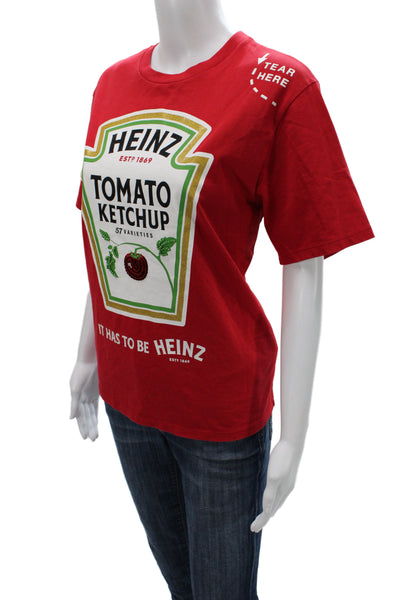 Kate Spade New York Women Red Jersey T-Shirt Short Sleeve Cotton Heinz Size M