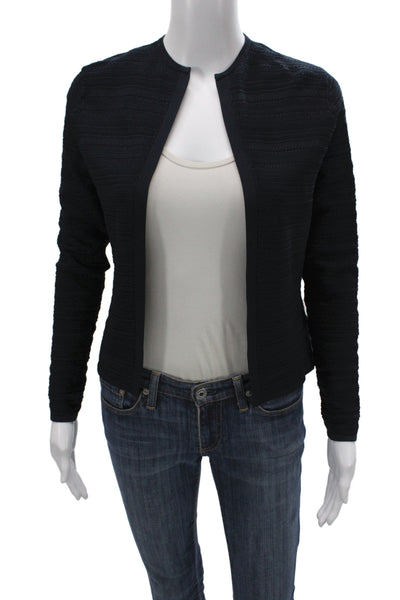 Ralph Lauren Black Label Women Black Striped Cardigan Round Neck Size M