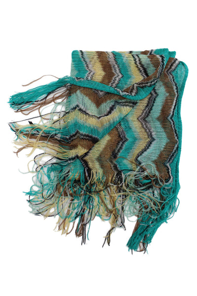 Missoni Women's Fringe Edge Multicolor Striped Scarf Size 74"X 15"