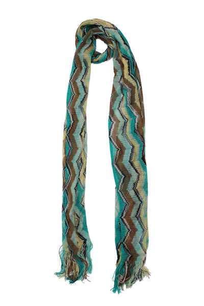 Missoni Women's Fringe Edge Multicolor Striped Scarf Size 74"X 15"