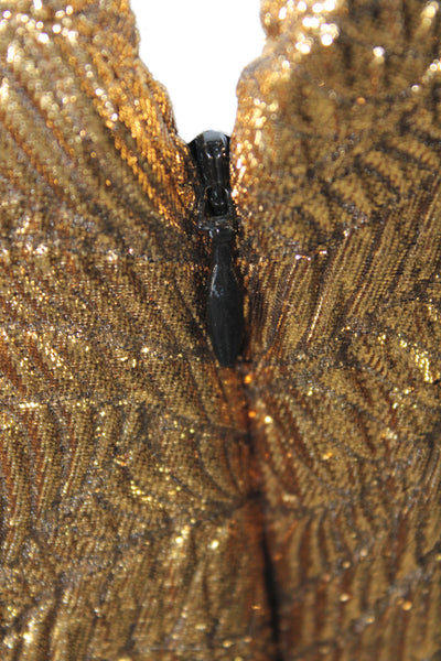 J Crew Collection Womens Gold Metallic Geometric Camisole Zip Neck Size L