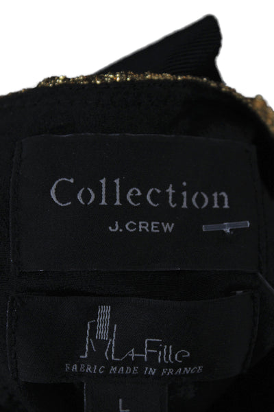 J Crew Collection Womens Gold Metallic Geometric Camisole Zip Neck Size L