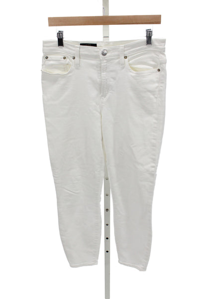 J Crew Womens Cropped White Mid-Rise Jeans Button Size 30