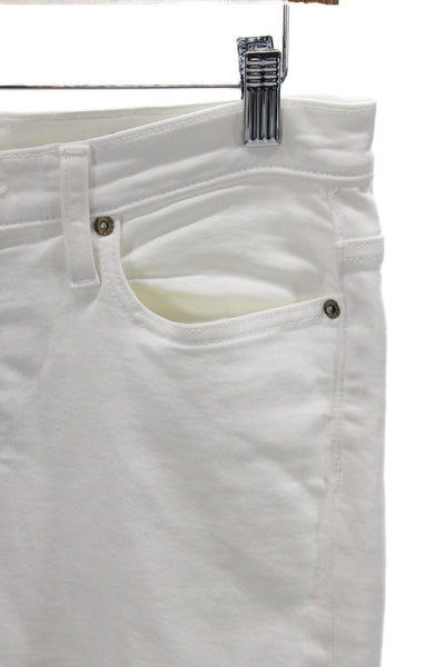 J Crew Womens Cropped White Mid-Rise Jeans Button Size 30
