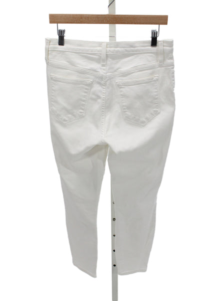 J Crew Womens Cropped White Mid-Rise Jeans Button Size 30