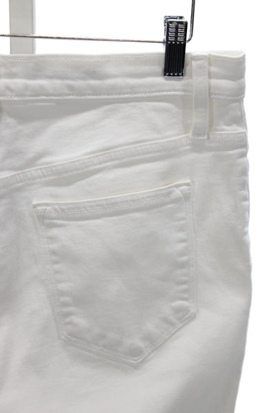 J Crew Womens Cropped White Mid-Rise Jeans Button Size 30