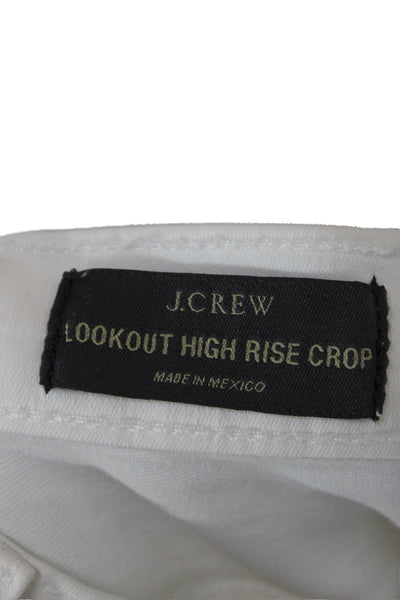 J Crew Womens Cropped White Mid-Rise Jeans Button Size 30