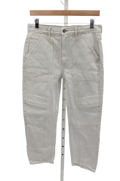 Agolde Women Cargo Pants Beige Organic Cotton Button Closure Size 27