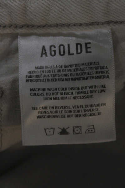 Agolde Women Cargo Pants Beige Organic Cotton Button Closure Size 27