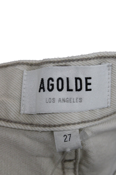 Agolde Women Cargo Pants Beige Organic Cotton Button Closure Size 27