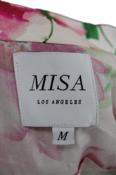 Misa Womens Maxi Floral Cotton Collared Button Short Sleeve Dress Size M