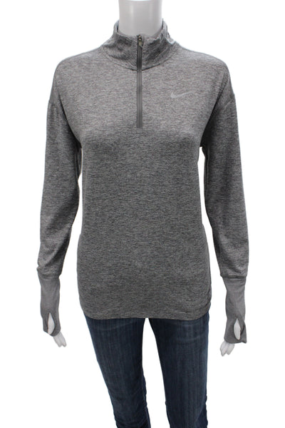 Nike Women Pullover Mock Neck Long Sleeve Gray Athleisure Top Size M