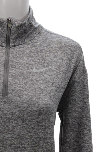 Nike Women Pullover Mock Neck Long Sleeve Gray Athleisure Top Size M