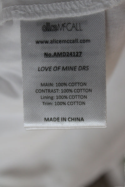 Alice McCall Womens Mini Halter Long Sleeve Cotton Blouse White Bohemian Size 4