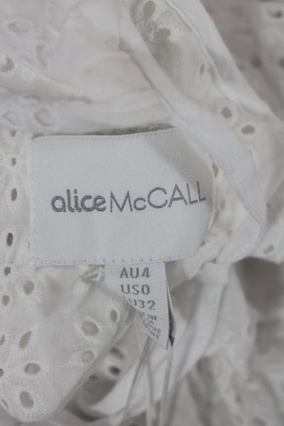 Alice McCall Womens Mini Halter Long Sleeve Cotton Blouse White Bohemian Size 4