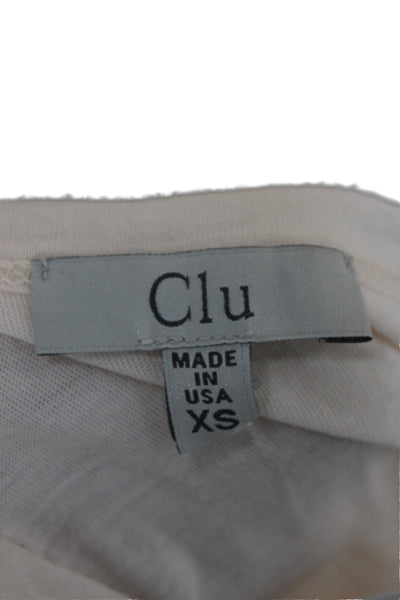 Clu Women Jersey Long Sleeve T-Shirt Beige Round Neck 50% Cotton Size XS