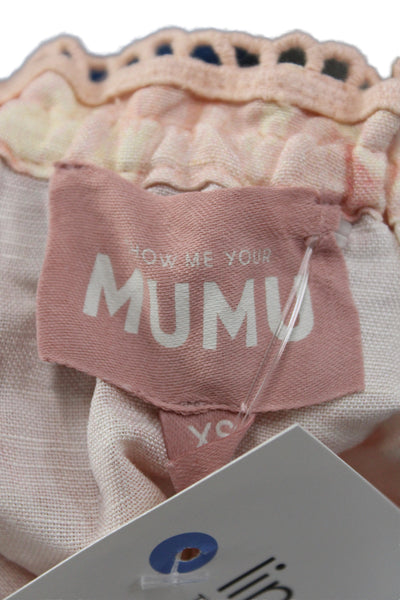Show Me Your Mumu Women Pink Cropped Blouse Floral 3/4 Sleeve Size XS