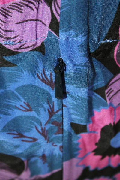 Alice McCall Womens Off Shoulder Floral Tunic Blue Long Sleeve Size 0