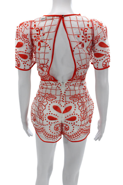 Alice McCall Womens Red Checked Playsuit Short Sleeve Zip Size 0