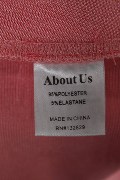 About Us Womens Bodycon Dress Pink Sleeveless V Neck Short Zip Size 2XS