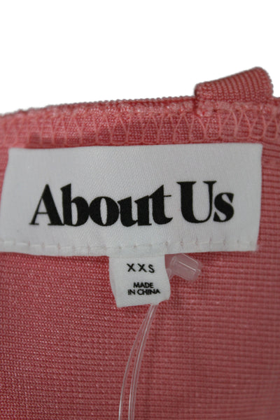 About Us Womens Bodycon Dress Pink Sleeveless V Neck Short Zip Size 2XS