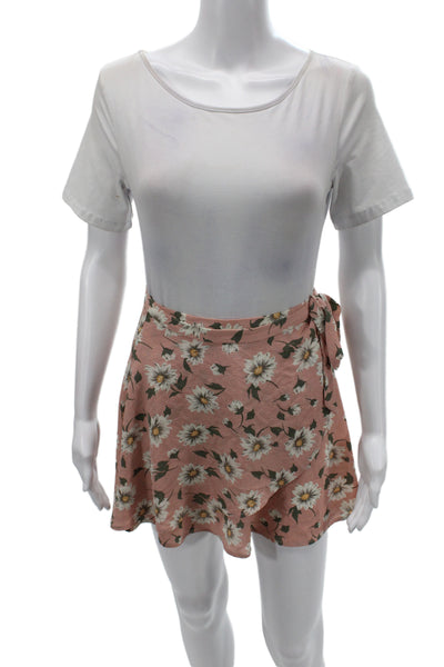 Show Me Your Mumu Women Mini Floral Skort Pink Tie Waist Size XS