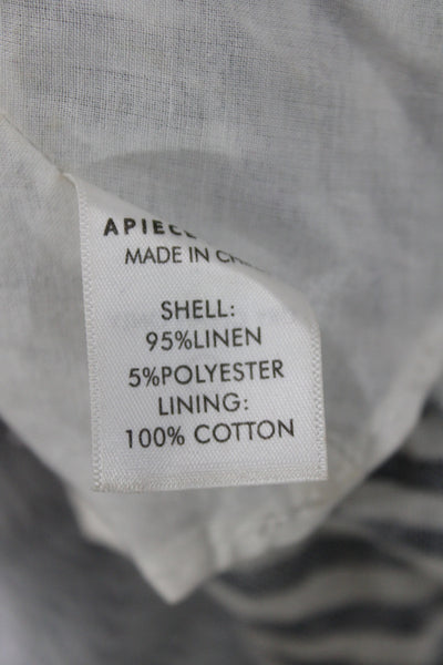 Apiece Apart Womens Mini Skirt Gray Striped Linen Pull-On Summer Size 0