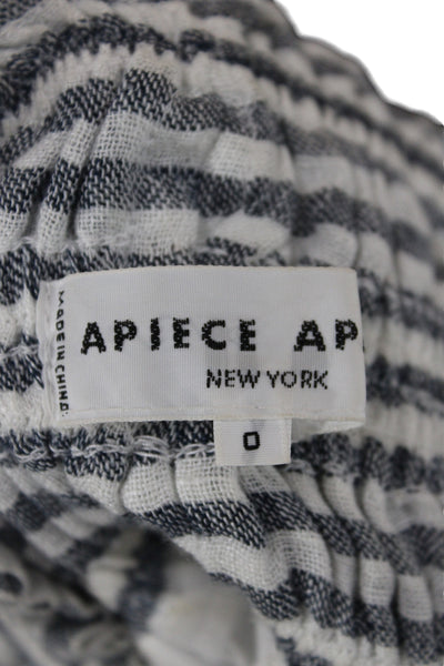 Apiece Apart Womens Mini Skirt Gray Striped Linen Pull-On Summer Size 0