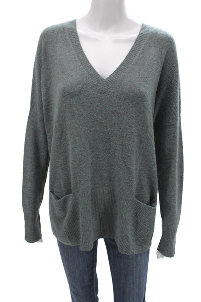 Repeat Womens Gray V-Neck Pullover Sweater 80% Wool Long Sleeve Size S